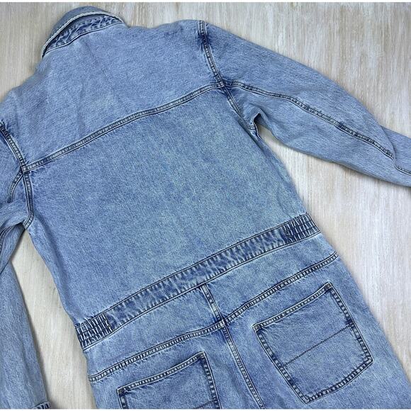 UO Cheap Monday Rigid Denim Boiler Suit Coverall Denim Jean Jumpsuit Medium - Picture 10 of 16